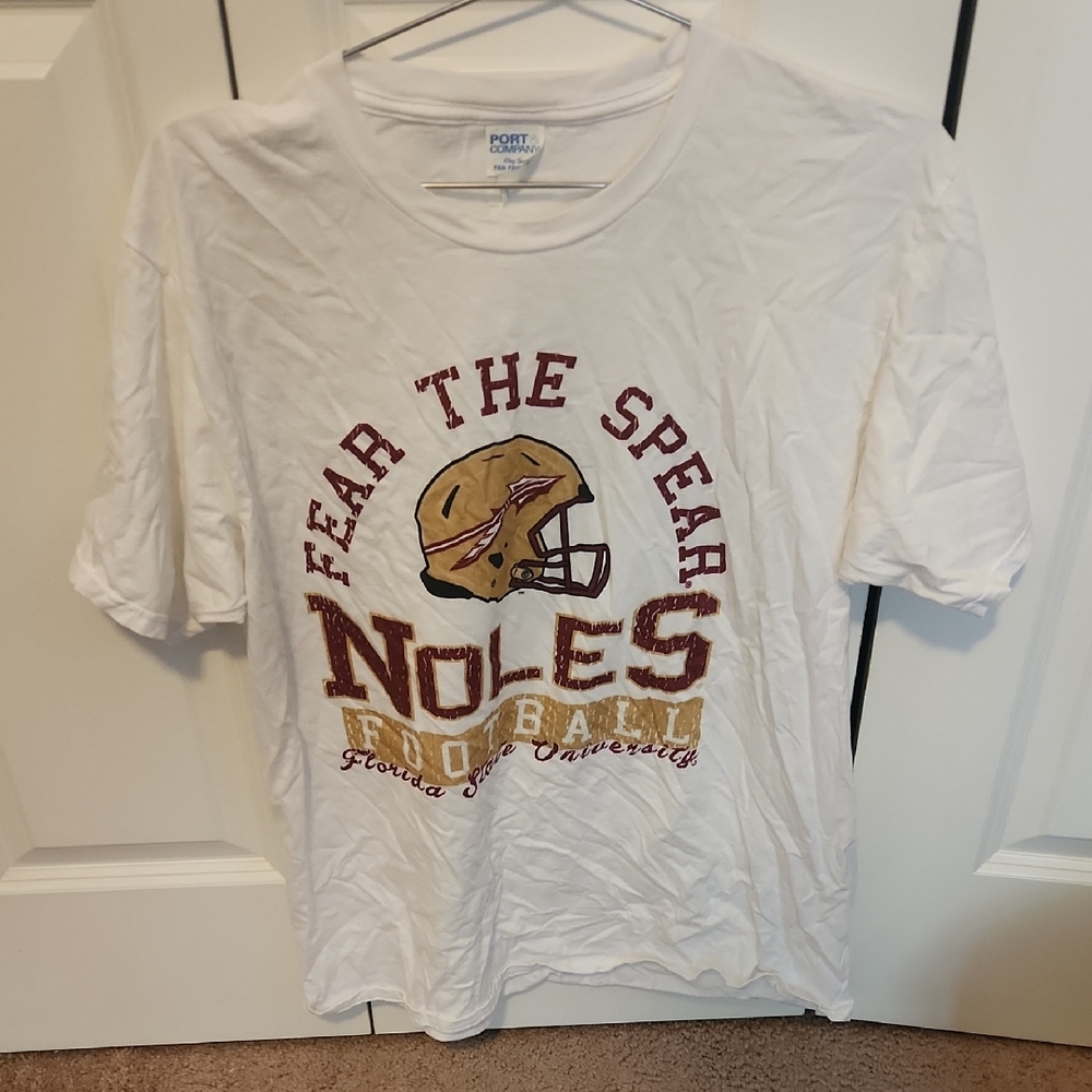 Port and Company White 'Fear the Spear Noles' Graphic Tee